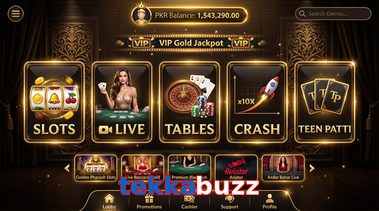 Main screen of Tekkabuzz casino page for PK players